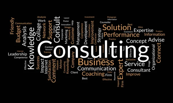 Concetto Sfondo Cloud Word Consulenza Consulenza Soluzioni Business Service Con — Vettoriale Stock