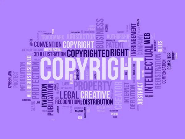 stock vector Word cloud background concept for Copyright. Intellectual property, legal trademark owner of business right. vector illustration.