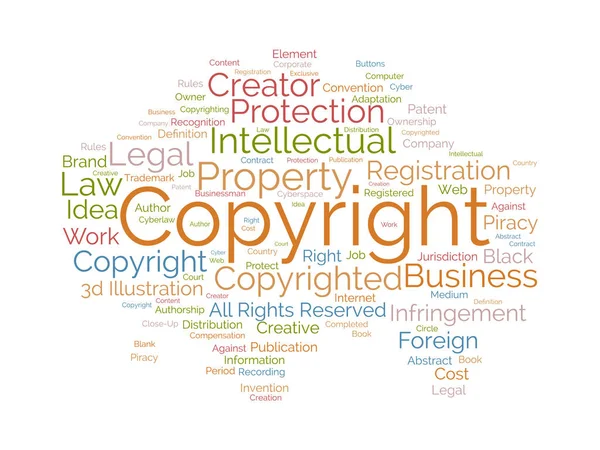 stock vector Word cloud background concept for Copyright. Intellectual property, legal trademark owner of business right. vector illustration.