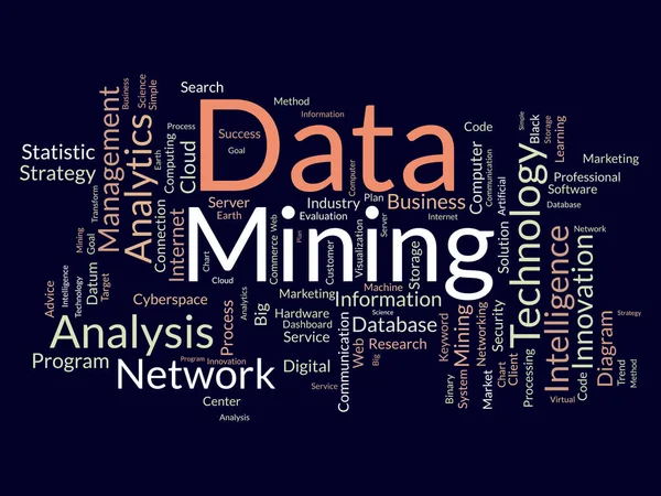 Word Cloud Achtergrond Concept Voor Data Mining Internet Technologie Database — Stockvector