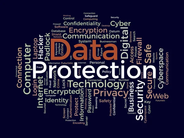 Concepto Fondo Nube Word Para Protección Datos Seguridad Digital Cifrado — Vector de stock