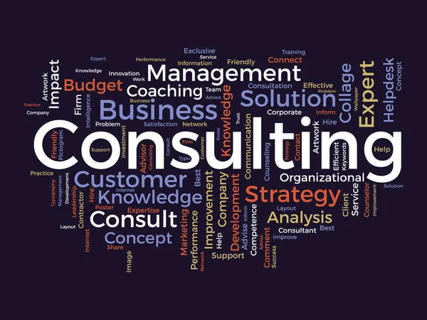 Word Cloud Background Concept Consulting Business Service Solution Advice Expert — Stock Vector