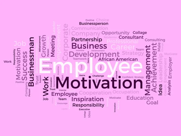 Stock vector Word cloud background concept for Employee motivation. Business management, corporate achievement, motivation of employee satisfaction. vector illustration.