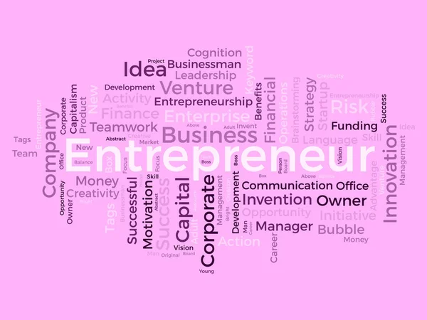 용어는 Entrepreneur 개념을 클라우드 화한다 비즈니스 재정적 창조적 아이디어의 스타트업 — 스톡 벡터