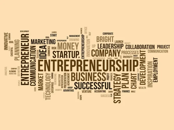 スタートアップ企業のためのWordクラウドの背景コンセプト 起業家精神 企業計画のプロジェクトイノベーションの機会 ベクターイラスト — ストックベクタ