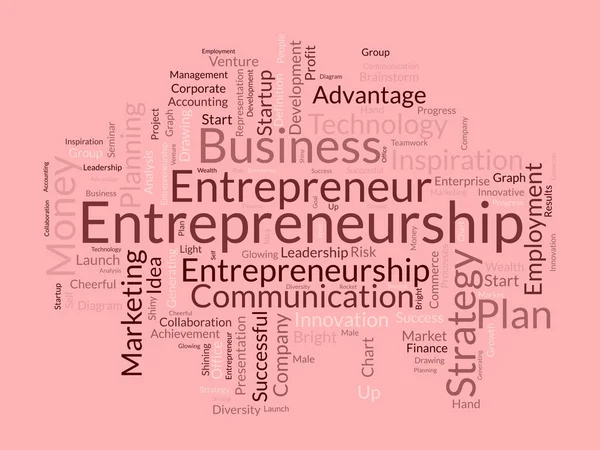 スタートアップ企業のためのWordクラウドの背景コンセプト 起業家精神 企業計画のプロジェクトイノベーションの機会 ベクターイラスト — ストックベクタ