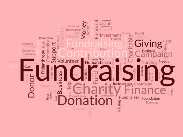 Conceito Fundo Nuvem Palavras Para Angariação Fundos Financiamento Caridade Apoio —  Vetores de Stock