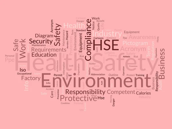 Word Cloud Background Concept Health Safety Environment Hse Business Education — Stock Vector