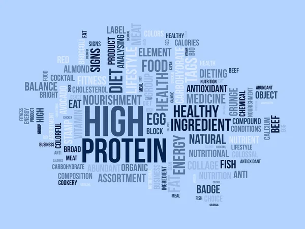 Word Cloud Background Concept High Protein Change Your Lifestyle Healthy — Stock Vector