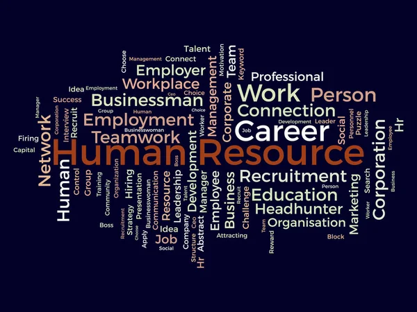 Word Cloud Hintergrundkonzept Für Human Resource Betriebswirtschaft Mitarbeiterentwicklung Unternehmen Präsentation — Stockvektor