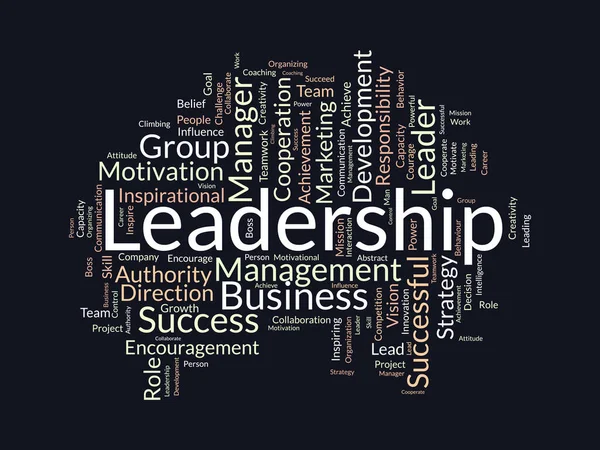 Liderlik Için Kelime Bulutu Kavramı Başarılı Tavır Geliştirme Ile Vizyonunuzu — Stok Vektör
