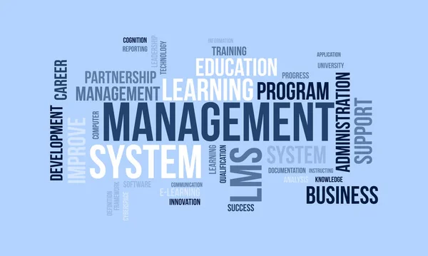 学習管理システム Lms 用のワードクラウドの背景概念 ビジネス開発目標 成功知識改善の分析 ベクターイラスト — ストックベクタ