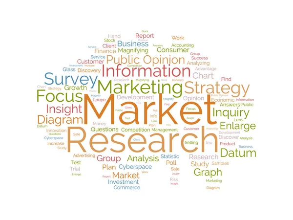 Концепция Word Cloud Фона Исследования Рынка Анализ Бизнес Стратегии Статистики — стоковый вектор