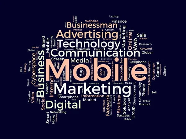 Концепция Облачного Фона Word Мобильного Маркетинга Реклама Сми Цифровая Социальная — стоковый вектор