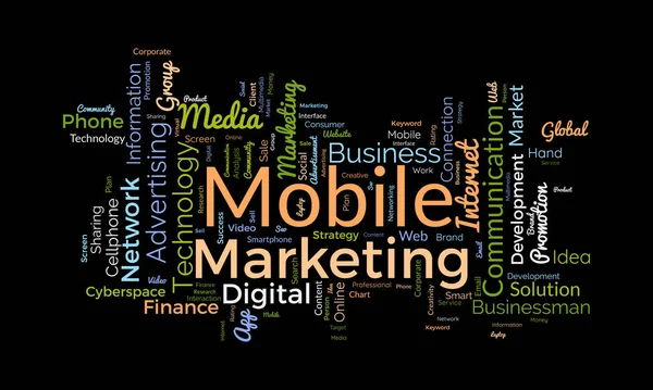 모바일 마케팅을 클라우드 개념이다 미디어 비즈니스 홍보의 디지털 사회적 의사소통 — 스톡 벡터