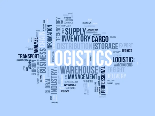 Word Cloud Achtergrond Concept Voor Logistiek Vervoer Bedrijf Scheepvaart Distributieketen — Stockvector