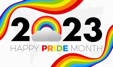 2023 Concept Pride Month transseksüel topluluk kutlama şablonu. Çeşitlilik, homoseksüel, gökkuşağı konsept pankartı.
