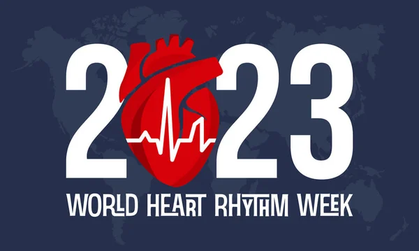 2023 Koncepce World Heart Rhythm Week Vektorové Ilustrační Šablony Srdeční — Stockový vektor
