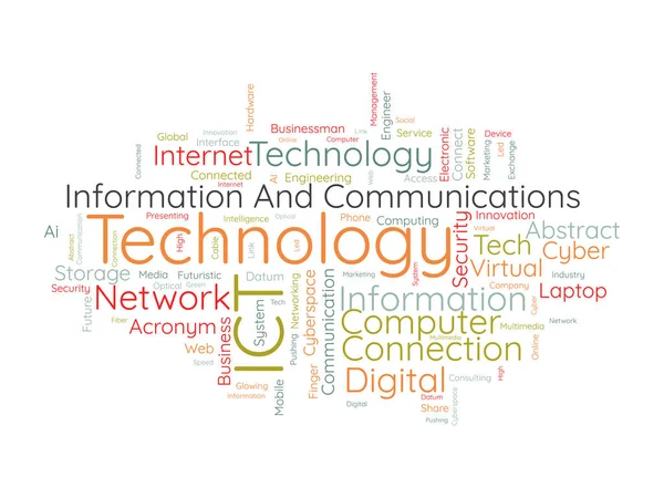Word Cloud Background Concept Information Communications Technology Ict 网络系统的软件开发服务 矢量说明 — 图库矢量图片
