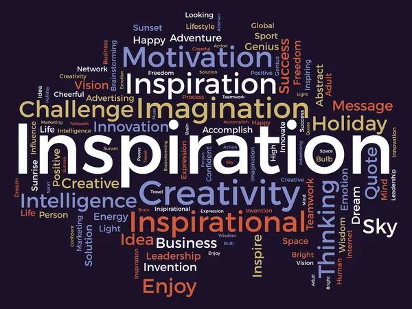 Concept Fond Nuage Word Pour Inspiration Innovation Créative Intelligence Imagination — Image vectorielle