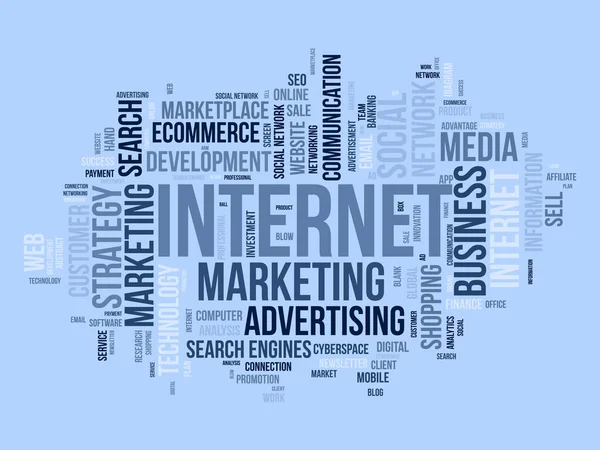 Word Felhő Háttér Koncepció Internetes Marketing Web Reklám Seo Digitális — Stock Vector
