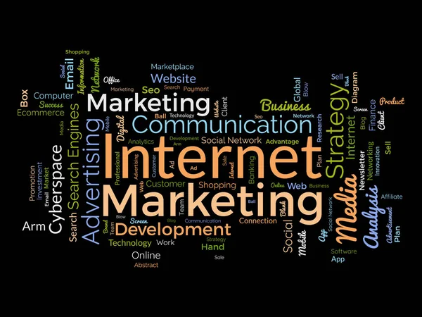 Word Felhő Háttér Koncepció Internetes Marketing Web Reklám Seo Digitális — Stock Vector
