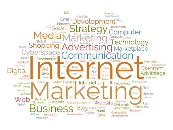 Koncepcja Chmury Słów Dla Marketingu Internetowego Reklama Internetowa Seo Marketingu — Wektor stockowy