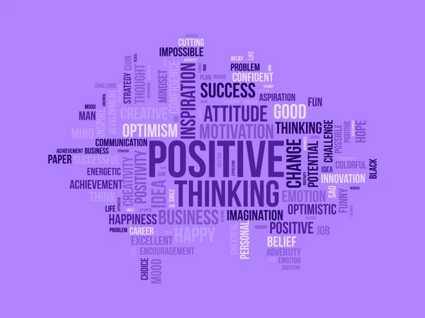 Word Cloud Hintergrundkonzept Für Positives Denken Erfolgs Einstellung Kreative Denkweise — Stockvektor