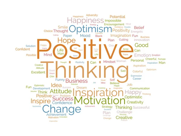 Word Cloud Hintergrundkonzept Für Positives Denken Erfolgs Einstellung Kreative Denkweise — Stockvektor