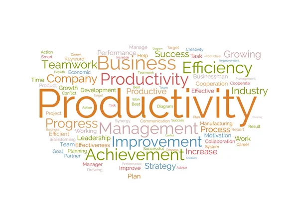 Word Cloud Bakgrund Koncept För Produktivitet Företagens Prestationer Produktiva Framsteg — Stock vektor