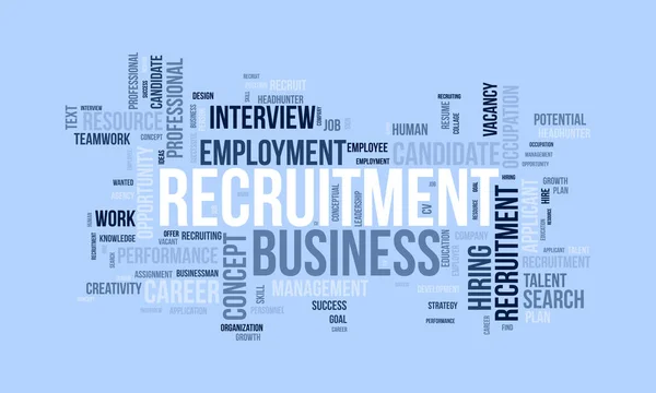 Word Cloud Hintergrundkonzept Für Recruitment Business Beschäftigung Ressource Suche Nach — Stockvektor