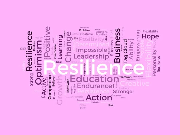 Έννοια Συννεφιού Word Για Resilience Εκπαιδευτική Προσπάθεια Θετικές Αλλαγές Και — Διανυσματικό Αρχείο