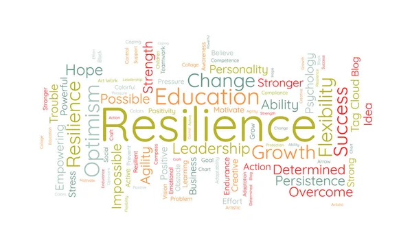Word Cloud Hintergrundkonzept Für Resilienz Bildungsbemühungen Positive Veränderungen Und Flexibilität — Stockvektor