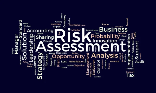 Word Cloud Background Concept Risk Assessment Cloud Finance Strategic Plan — Stock Vector