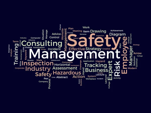 Word Cloud Background Concept Safety Management Strategic Consulting Diagram Effective — Stock Vector