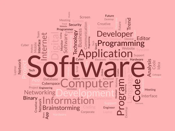 Conceito Fundo Nuvem Word Para Software Desenvolvimento Programação Computadores Tecnologia —  Vetores de Stock