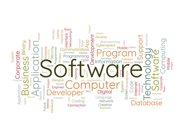 Conceito Fundo Nuvem Word Para Software Desenvolvimento Programação Computadores Tecnologia —  Vetores de Stock