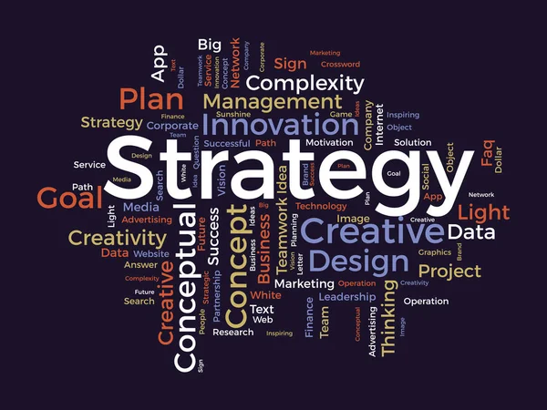 Concept Arrière Plan Cloud Word Pour Stratégie Stratégie Réussite Innovation — Image vectorielle