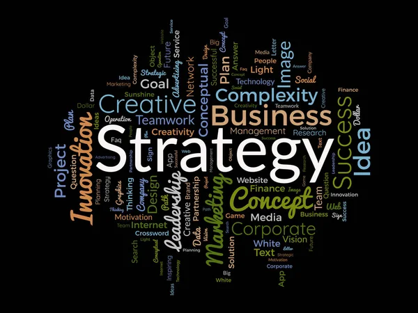 Έννοια Συννεφιού Λέξεων Για Στρατηγική Επιχειρηματική Ιδέα Στρατηγικής Για Την — Διανυσματικό Αρχείο