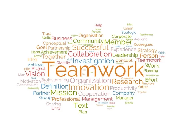 Word Cloud Bakgrund Koncept För Teamwork Företagens Framgång Med Ett — Stock vektor