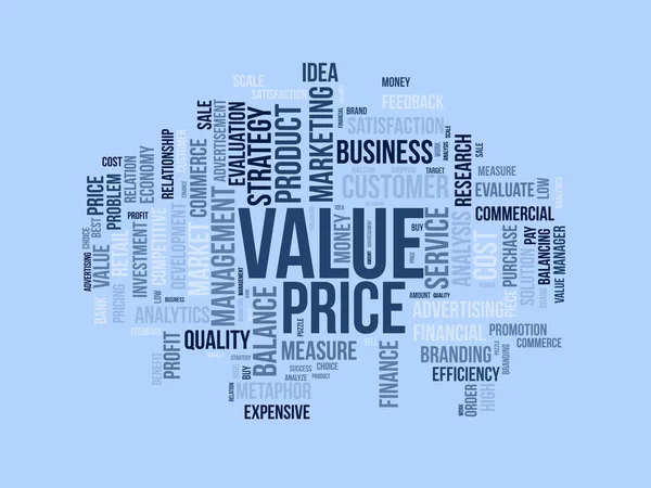 Word Cloud Background Concept Value Price Financial Analysis Metaphor Balance — Stock Vector