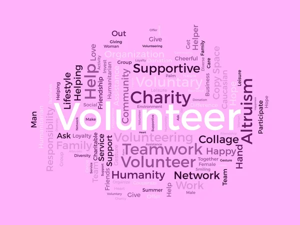 Conceito Fundo Nuvem Palavras Para Voluntário Apoio Caridade Ajuda Comunitária — Vetor de Stock