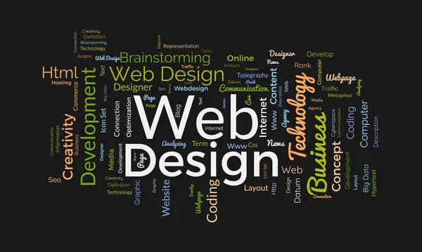 Word Cloud Achtergrond Concept Voor Web Design Website Optimalisatie Met — Stockvector