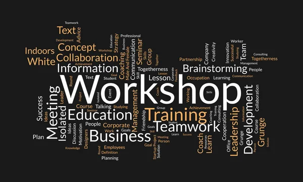 Conceito Fundo Nuvem Word Para Workshop Seminário Treinamento Negócios Para —  Vetores de Stock