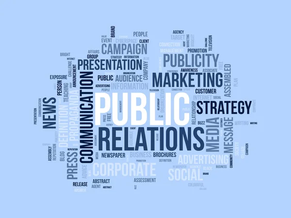 Word Cloud Background Concept Public Relations Business Communication Corporate Campaign — Stock Vector
