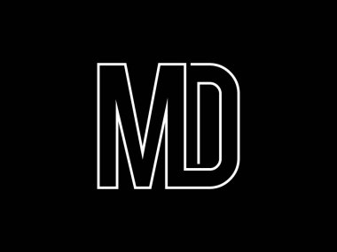 İlk MD harfi Logo Tasarım Şablonu. Monogram veya harf işareti MD logo Tasarımı