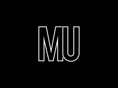 İlk MU harfi Logo Tasarım Şablonu. Monogram veya harf işareti MU logo Tasarımı