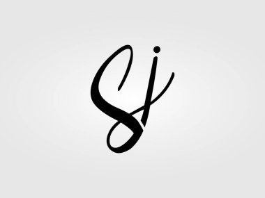 İlk SJ harfi Logo Tasarım Şablonu. Monogram, harf işareti SJ logo tasarımı