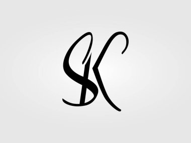 İlk SK harfi Logo Tasarım Şablonu. Monogram, harf işareti SK logo tasarımı