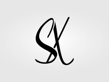 İlk SX harfi Logo Tasarım Şablonu. Monogram, harf işareti SX logo tasarımı